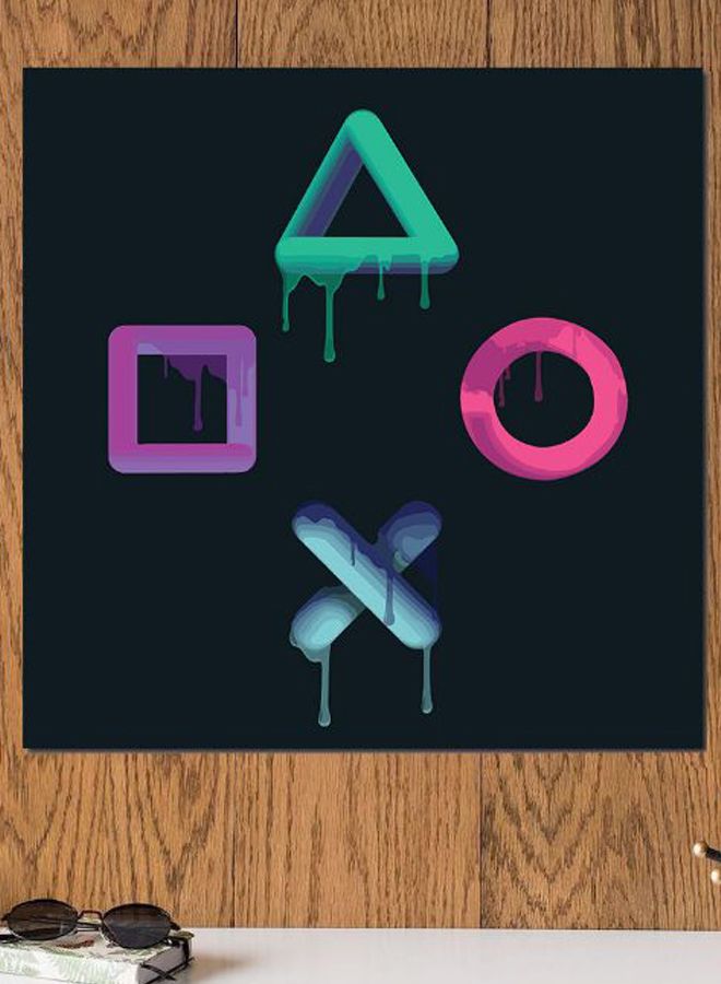 Atiq PlayStation Themed Wall Art Black/Green/Purple 30x30cm - Image 2