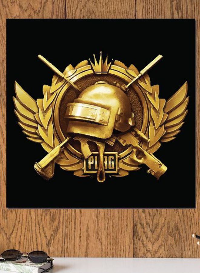 أتيك لوحة فنية تمثل لعبة PUBG أسود/ذهبي 30x30سم - Image 2