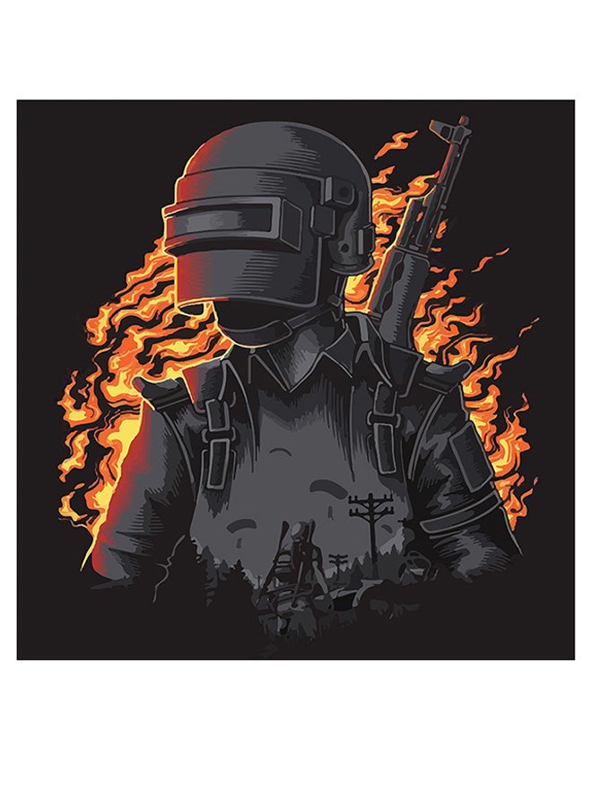 Atiq PUBG Game Themed Wall Art Black/Gold/Grey 30x30cm - Image 1