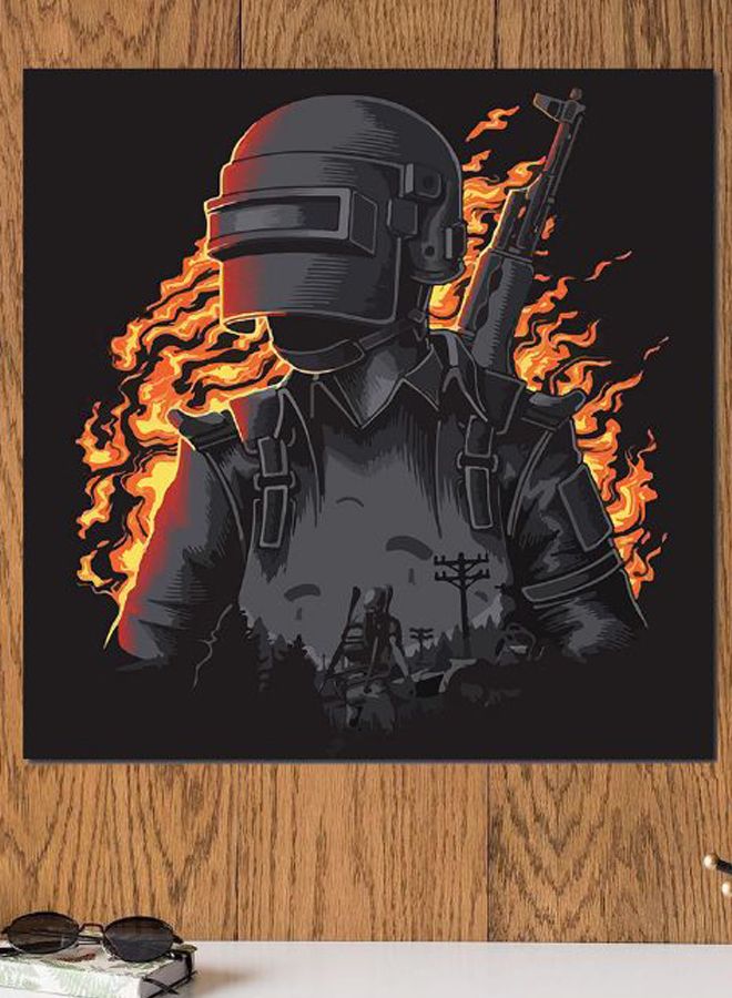 Atiq PUBG Game Themed Wall Art Black/Gold/Grey 30x30cm - Image 2