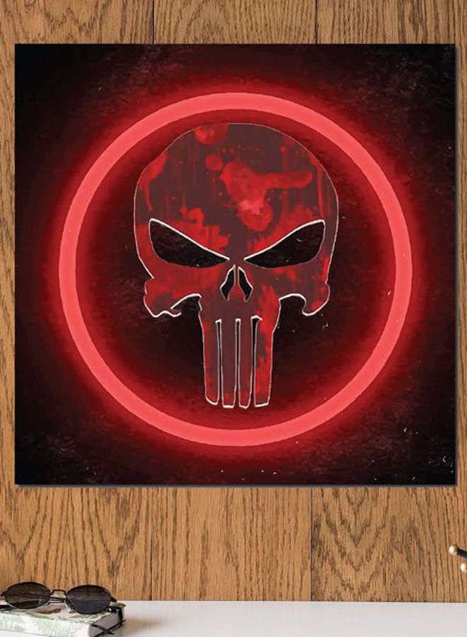 أتيك لوحة فنية لديكور الحائط تمثل شعار بانيشر رمادي / أحمر / أسود 30x30سم - Image 2