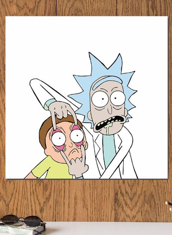 أتيك "لوحة فنية بتصميم من مسلسل "Rick And Morty" أبيض/أزرق/أصفر 30x30سم - Image 2