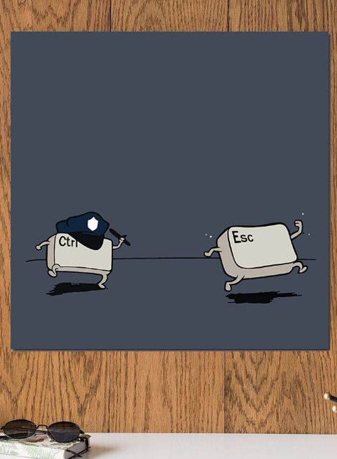 أتيك لوحة فنية للحائط بتصميم مستوحى من خاصيتيّ Control وEsc أسود/ رمادي/ أبيض 30x30سم - Image 2