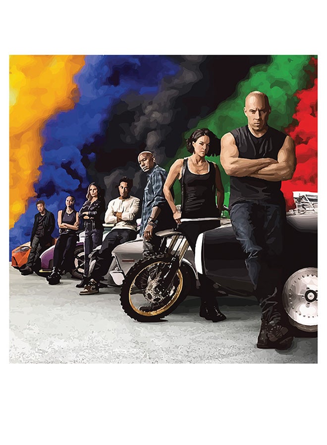 أتيك "لوحة فنية لديكور الحائط بتصميم فيلم "Fast And Furious 2020" أسود/ أبيض/ أخضر 30x30سم  - Image 1
