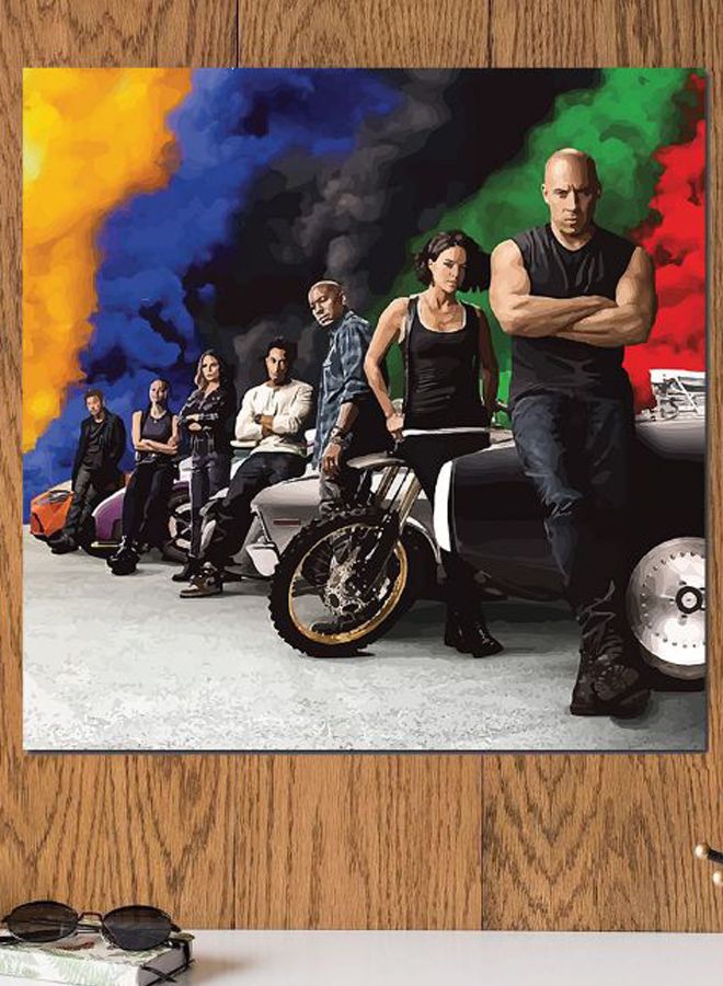 أتيك "لوحة فنية لديكور الحائط بتصميم فيلم "Fast And Furious 2020" أسود/ أبيض/ أخضر 30x30سم  - Image 2