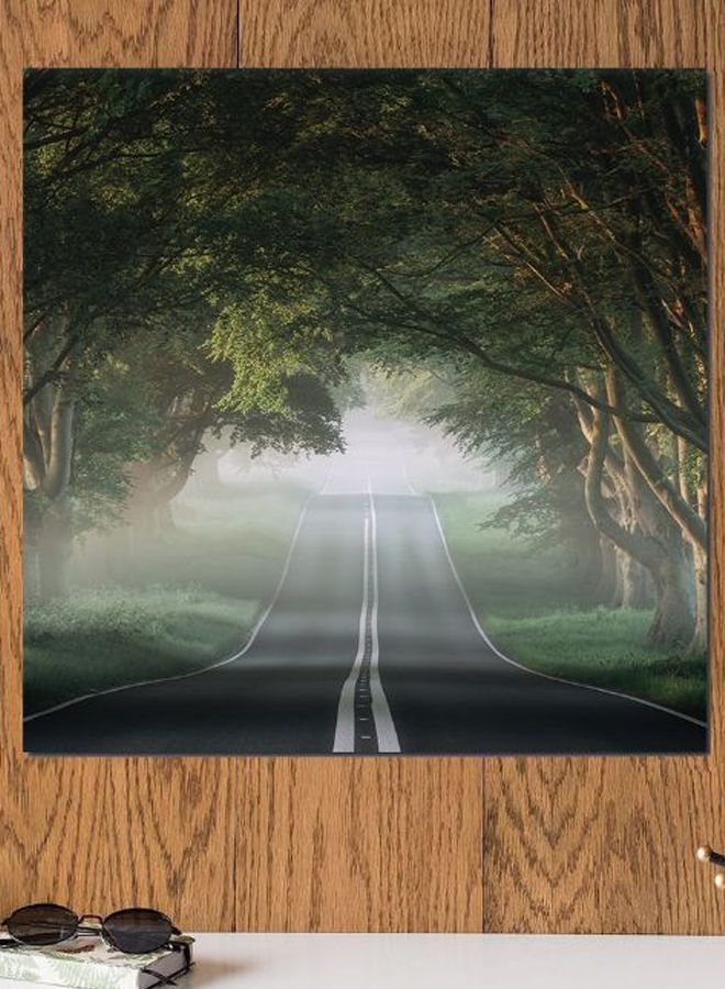 Atiq - Road Themed Wall Art Green/Brown/Grey 30x30cm - Image 1
