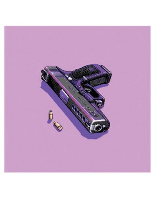 Pixel Art Gun Themed Wall Art Purple/Gold/Black 30x30cm - v1601201056/N40372311A_1