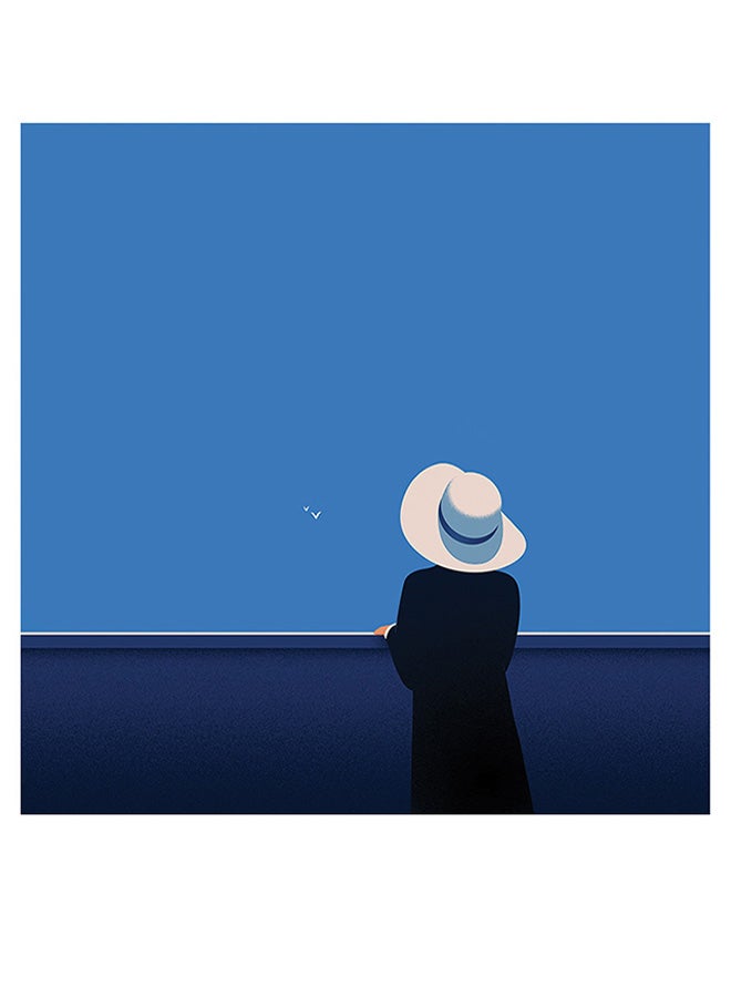 أتيك لوحة فنية لديكور الحائط تمثل امرأة أزرق/أسود/أبيض 30x30سم  - Image 1