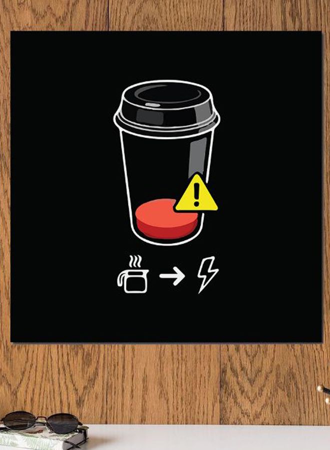 أتيك لوحة فنية بتصميم لمحبي القهوة أسود/أحمر/أصفر 30x30سم - Image 2