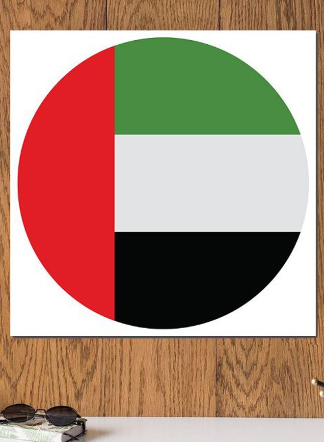 أتيك لوحة فنية من خشب MDF بطبعة أعلام الإمارات العربية المتحدة أحمر/أخضر/أبيض 30x30سم - Image 2