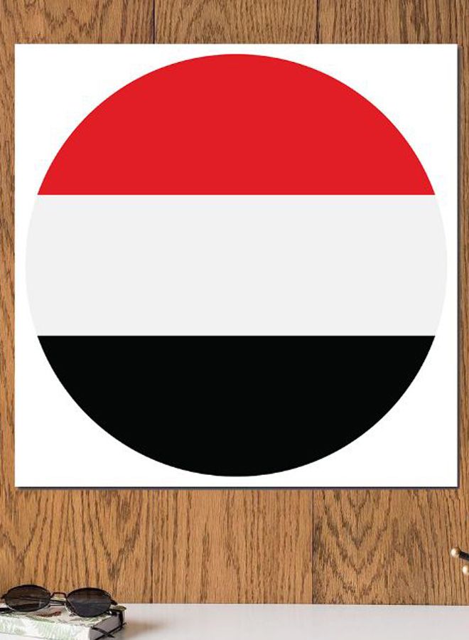 أتيك لوحة فنية من خشب MDF بطبعة أعلام اليمن أسود / أزرق/ أبيض/ أحمر 30x30سم - Image 2