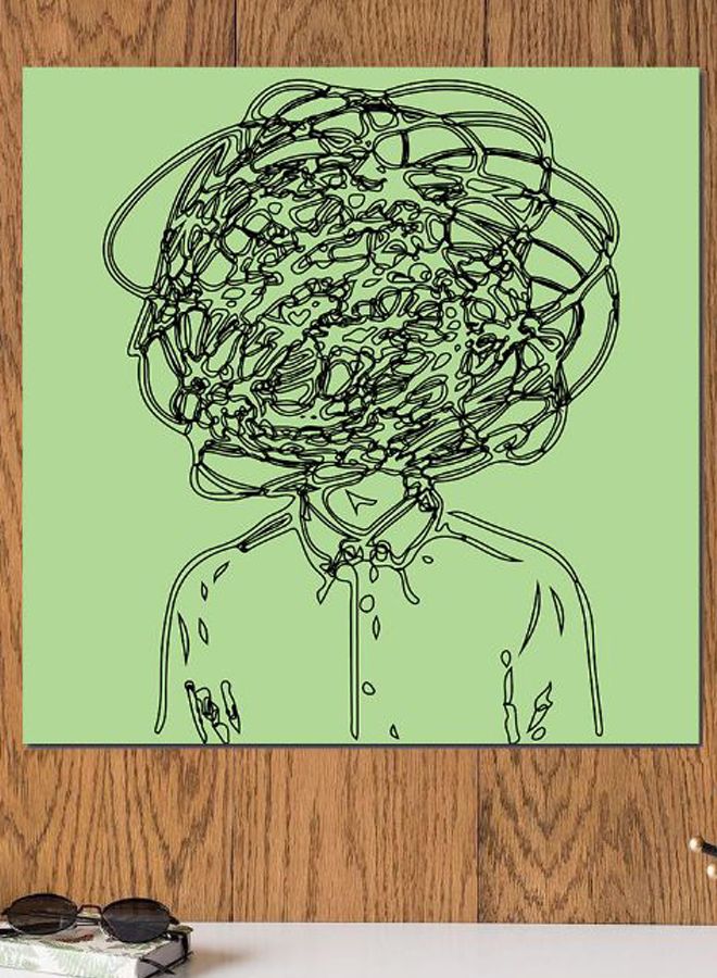 أتيك لوحة فنية مطبوعة على خشب MDF أخضر/أسود 30x30سم  - Image 2