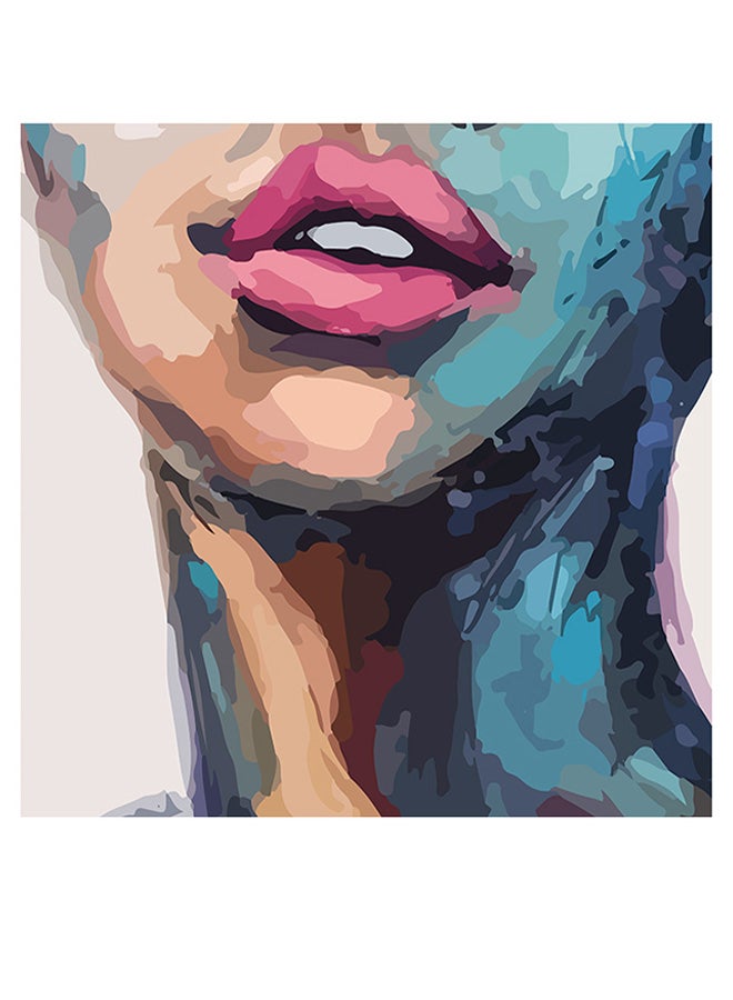 Atiq - Printed Wall Art Blue/Brown/Pink 30x30cm - Image 1