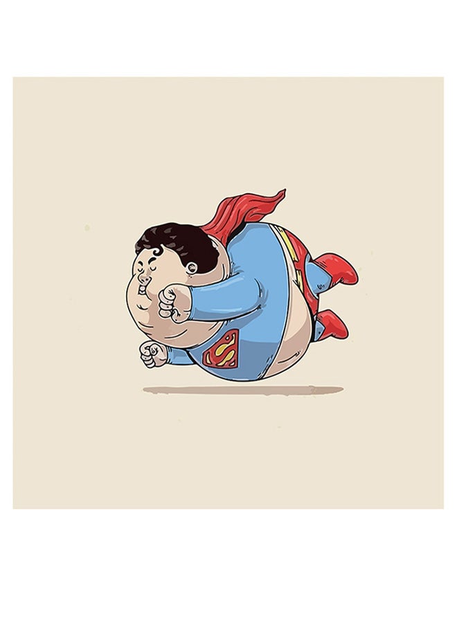 Atiq Superman Printed Wall Art Beige/Blue/Red 30x30cm  - Image 1