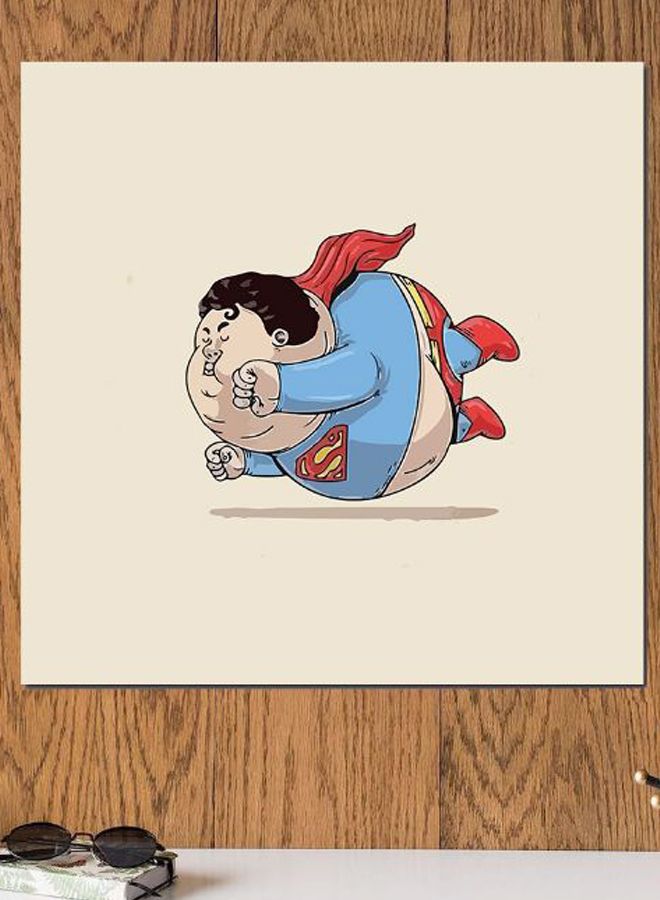 Atiq Superman Printed Wall Art Beige/Blue/Red 30x30cm  - Image 2