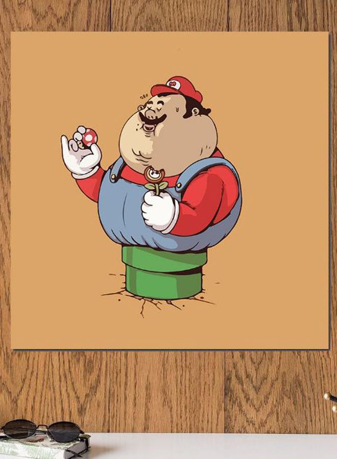 Atiq - Super Mario Printed Wall Art Brown/Green/Red 30x30cm - Image 1
