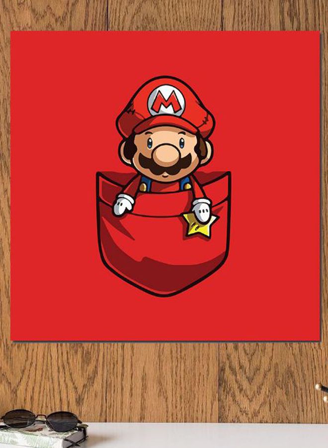 أتيك لوحة فنية بطبعة شخصية سوبر ماريو أحمر/أصفر/أسود 30x30سم - Image 2