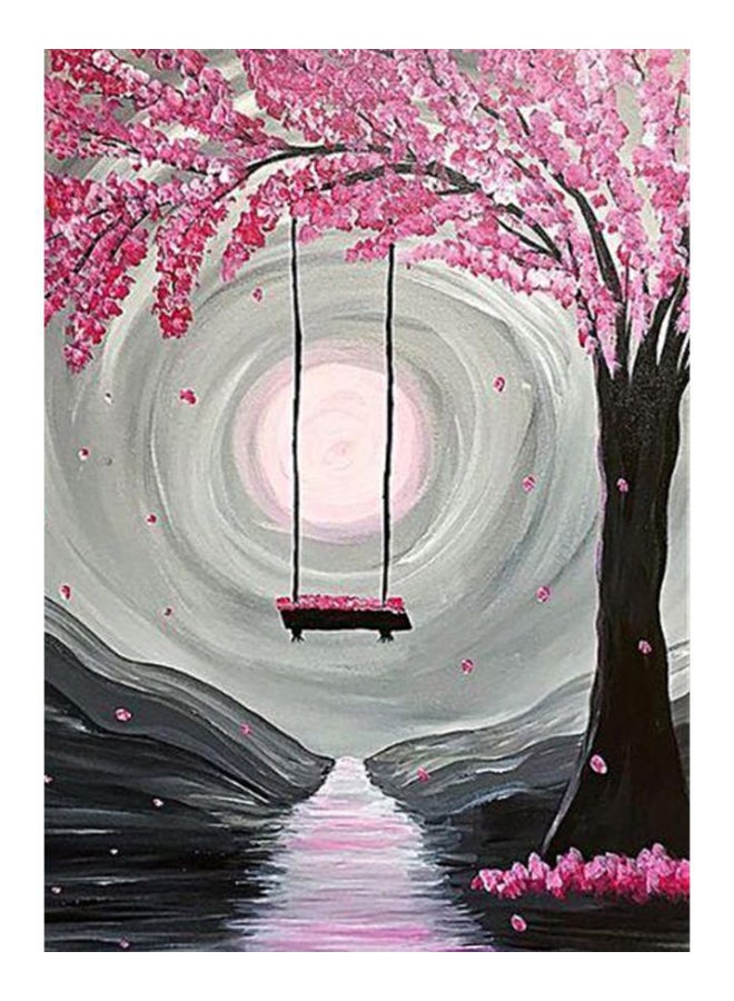 Zoot The Wall Art 1-Piece Framed Canvas Acrylic Painting Pink Moon Swing.jpg Grey/Pink/Black 50x70cm