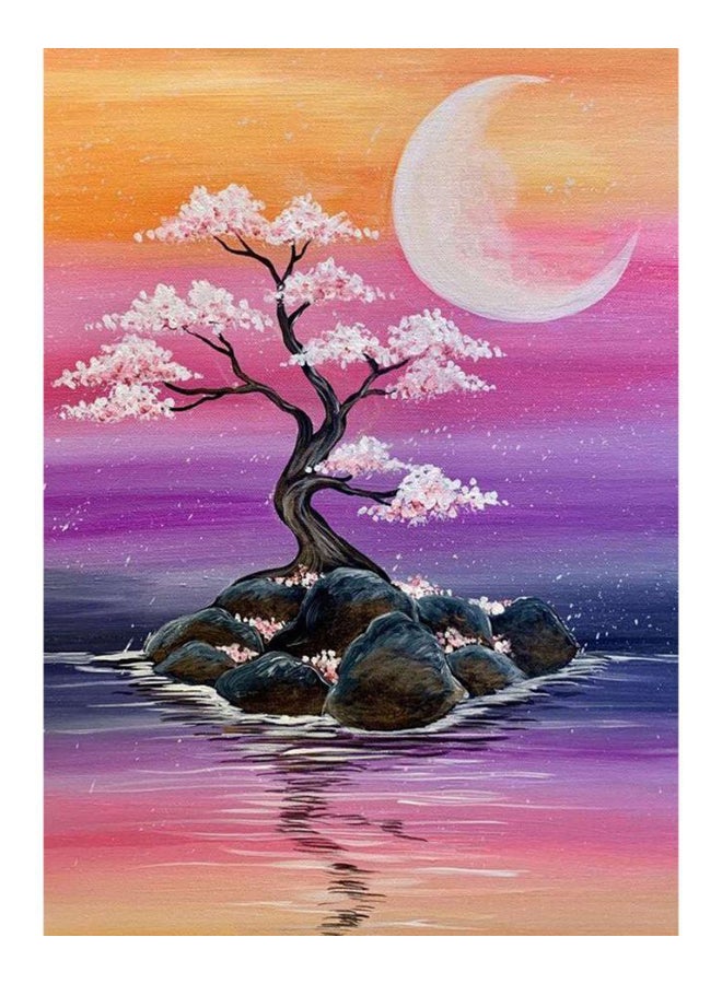 زوت لوحة فنية بإطار ونمط يعبر عن جمال الطبيعة الهادئ أرجواني/ وردي/ برتقالي 50x70سم