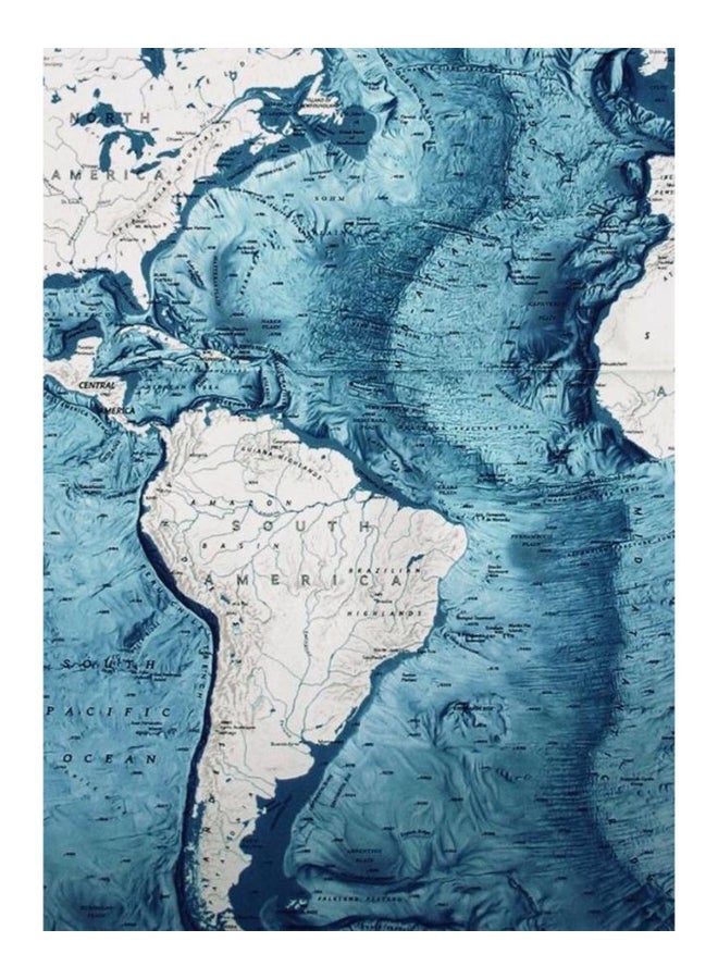 زوت لوحة فنية جدارية بإطار لخريطة السفر العالمية أزرق/رمادي 50x70سم