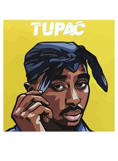 2Pac Printed Wall Art Yellow/Brown/Black 30x30cm