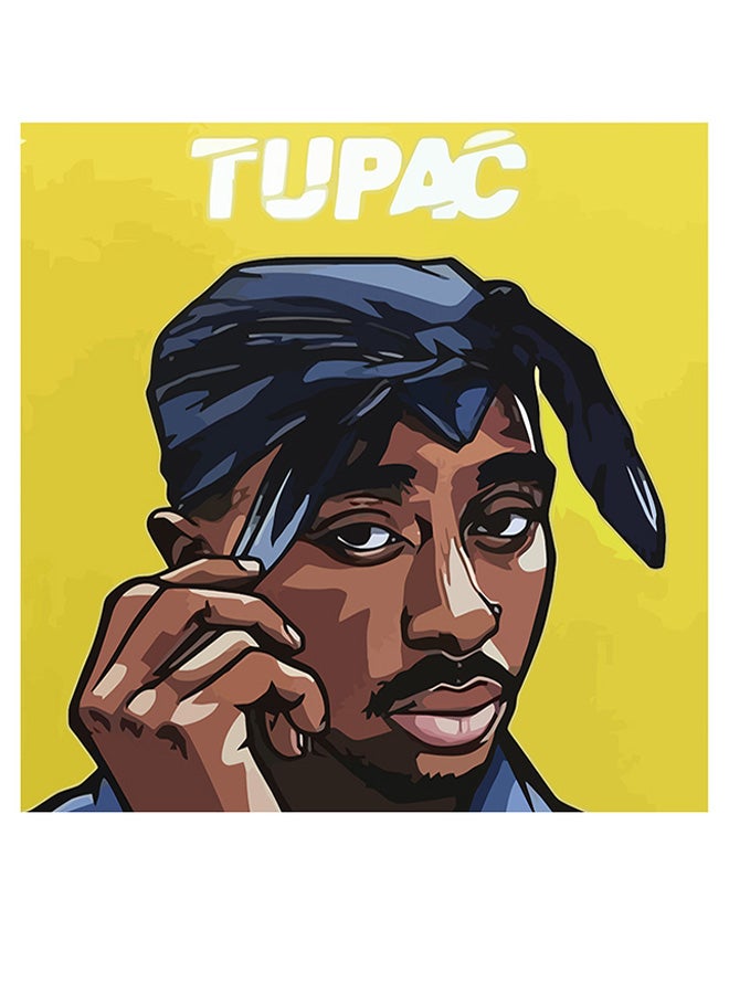 Atiq - 2Pac Printed Wall Art Yellow/Brown/Black 30x30cm - Image 1