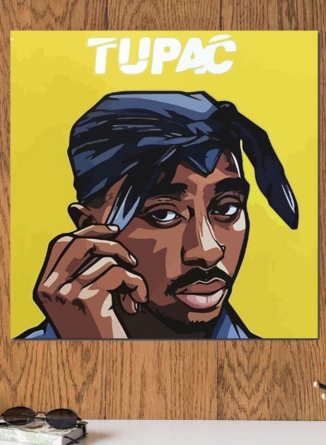 Atiq - 2Pac Printed Wall Art Yellow/Brown/Black 30x30cm - Image 1