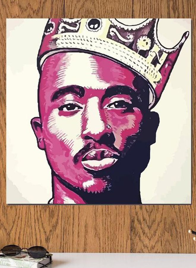 Atiq 2Pac Printed Wall Art Purple/White/Gold 30x30cm - Image 2