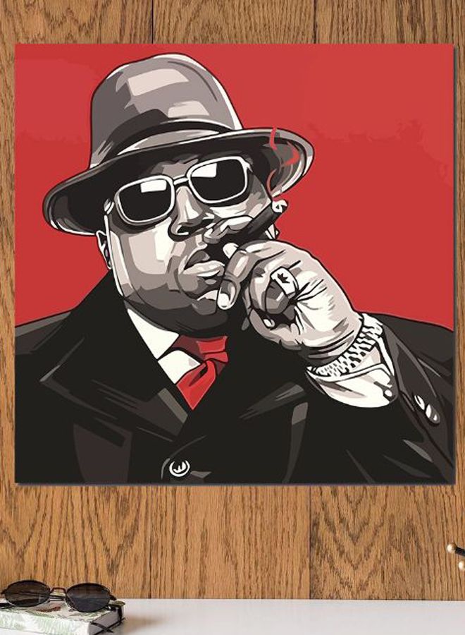 أتيك "لوحة فنية مطبوعة بتصميم الرابر "Notorious B.I.G" رمادي / أحمر / أسود 30x30سم - Image 2