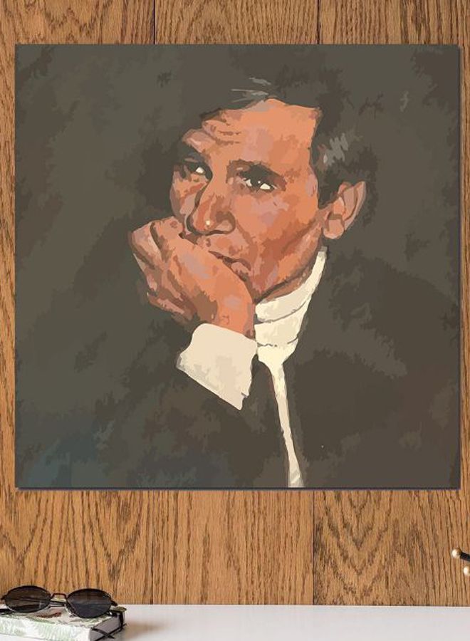 Atiq - Arab Artist Abdel Halim Hafez Printed Wall Art Black/Brown/White 30x30cm - Image 1