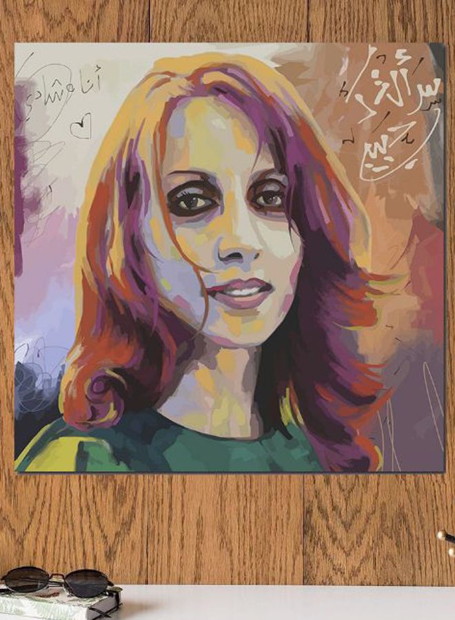 أتيك لوحة فنية لديكور الحائط بطبعة الفنانة العربية فيروز متعدد الألوان 30x30سم  - Image 2