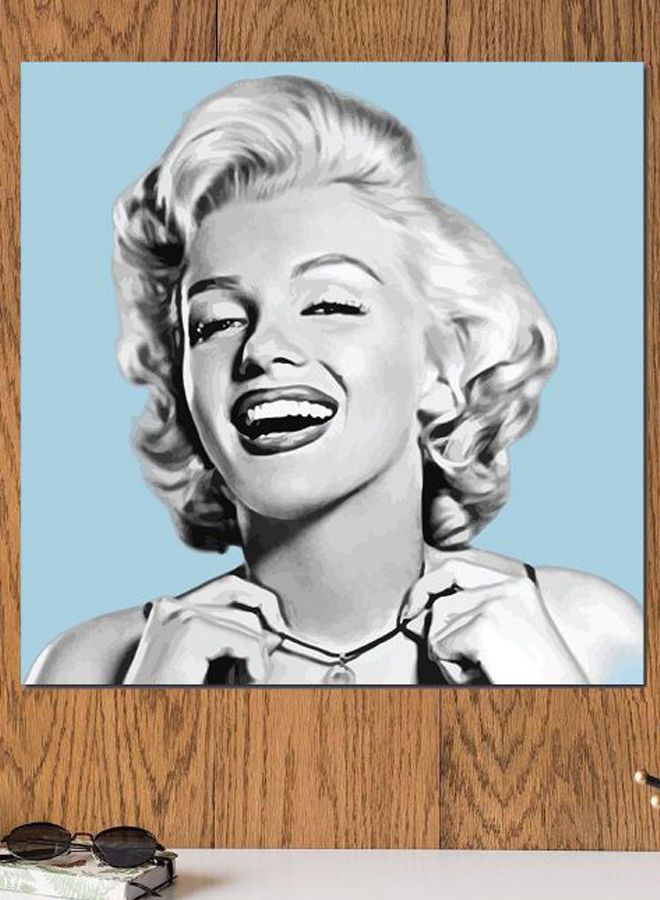 أتيك لوحة فنية لديكور الحائط بتصميم الفنّانة مارلين مونرو رمادي/أزرق 30x30سم - Image 2