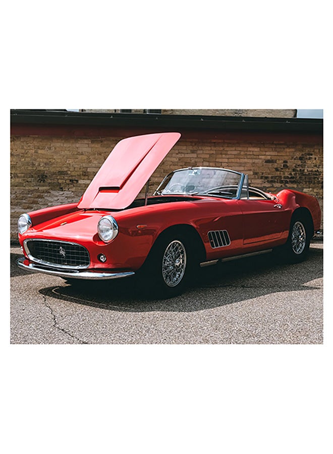 Fast Print Ferrari Themed Self Adhesive Wall Sticker Red/Grey/Black 80x60cm