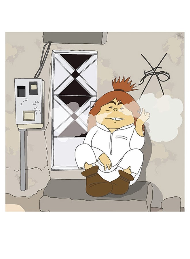 أتيك لوحة فنية للزينة بتصميم رسومات كرتونية رمادي / أبيض / أسود 30x30سم - Image 1