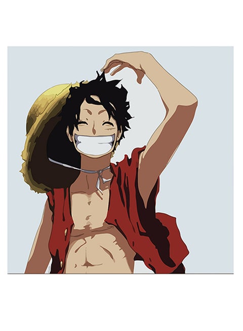 Luffy  Themed Printed MDF Wall Art Beige/Grey/Red 30x30cm
