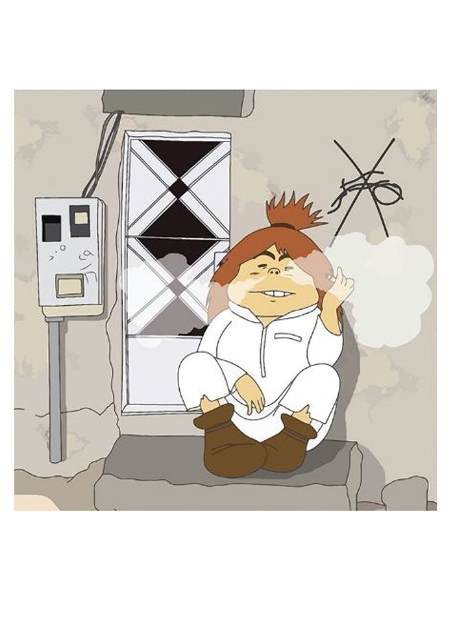 أتيك لوحة فنية للزينة بتصميم رسومات كرتونية رمادي / أبيض / أسود 30x30سم - Image 2