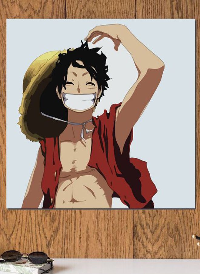 Atiq - Luffy  Themed Printed MDF Wall Art Beige/Grey/Red 30x30cm - Image 1