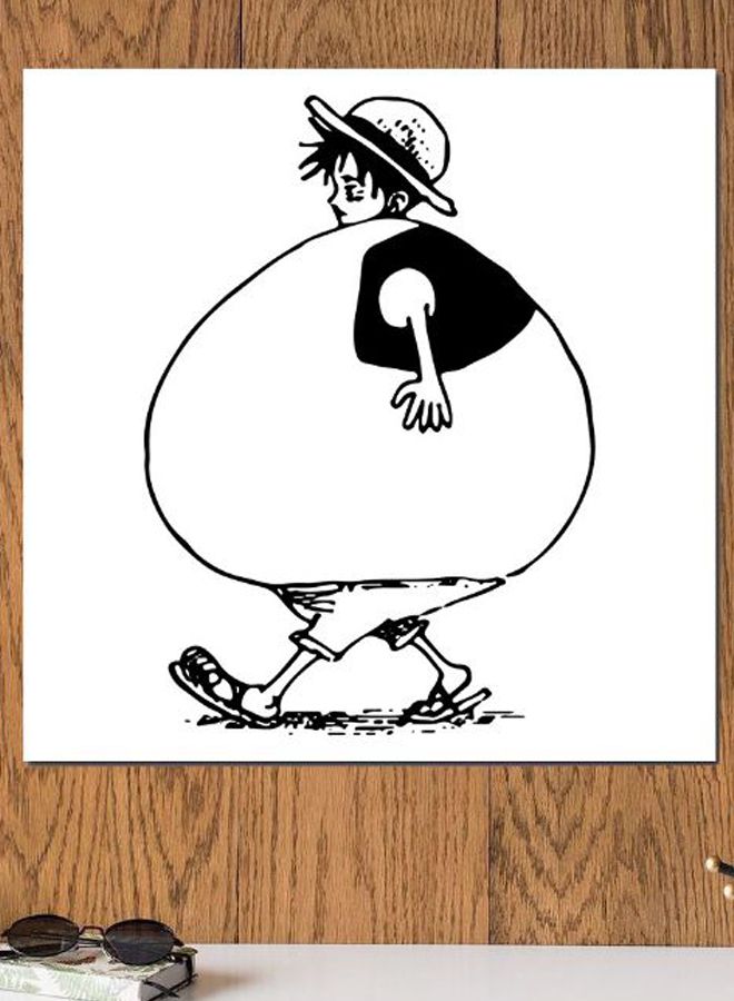 Atiq Luffy  Themed Printed MDF Wall Art White/Black 30x30cm - Image 2