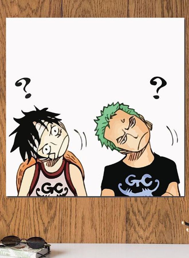 Atiq Luffy And Zoro Themed Printed MDF Wall Art White/Black/Beige 30x30cm - Image 2