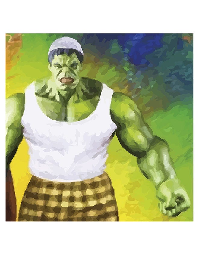 أتيك لوحة فنية للزينة بتصميم شخصية هالك أخضر/أبيض/ أزرق - Image 1