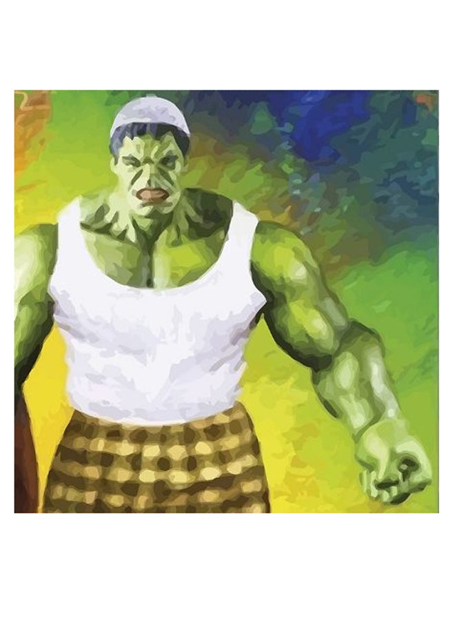 أتيك لوحة فنية للزينة بتصميم شخصية هالك أخضر/أبيض/ أزرق - Image 2