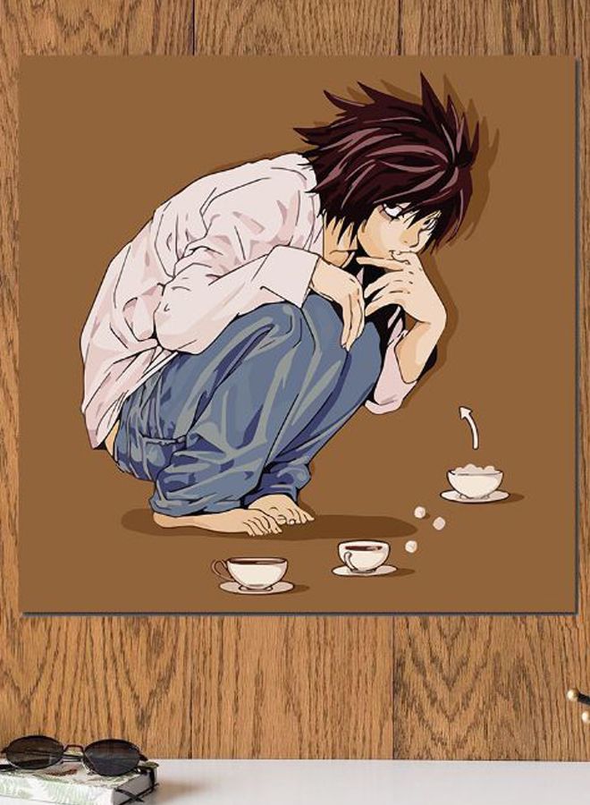 Atiq Death Note Anime  Themed Printed MDF Wall Art Brown/Blue/White 30x30cm - Image 2