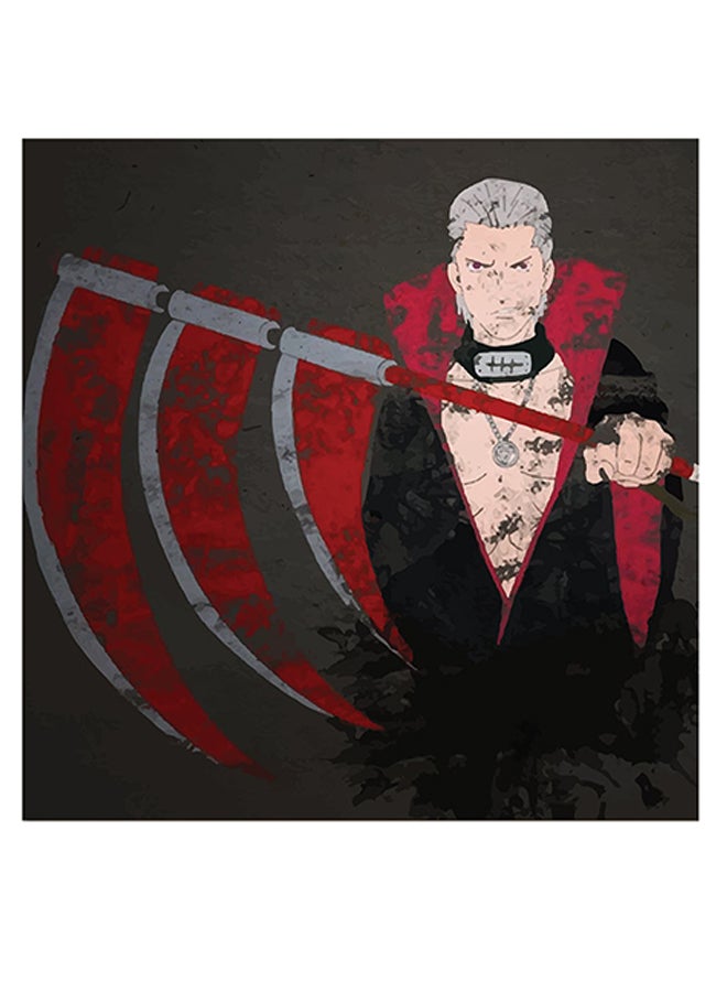 Atiq Naruto Anime Printed Wall Art Black/Red/Grey 30x30cm - Image 1