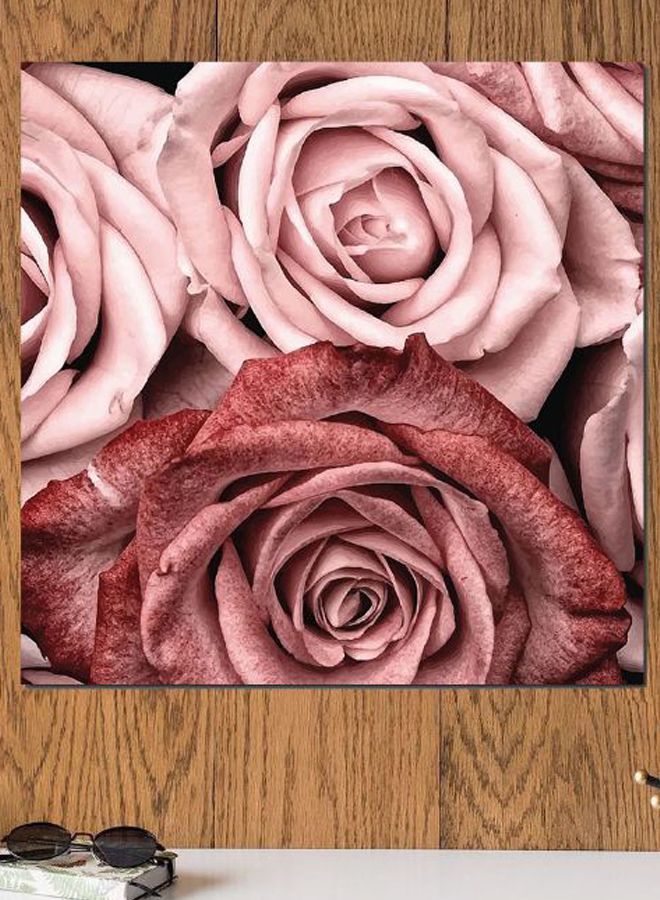 Atiq - Flowers Printed Wall Art Pink/Brown 30x30cm - Image 1
