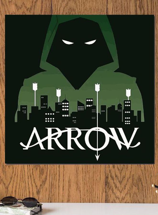 Atiq Arrow Anime Printed Wall Art Black/Green/White 30x30cm - Image 2