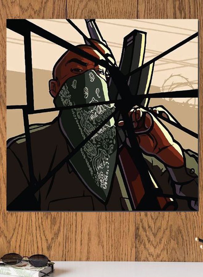 Atiq - Grand Theft Auto Printed Wall Art Black/Green/Brown 30x30cm - Image 1