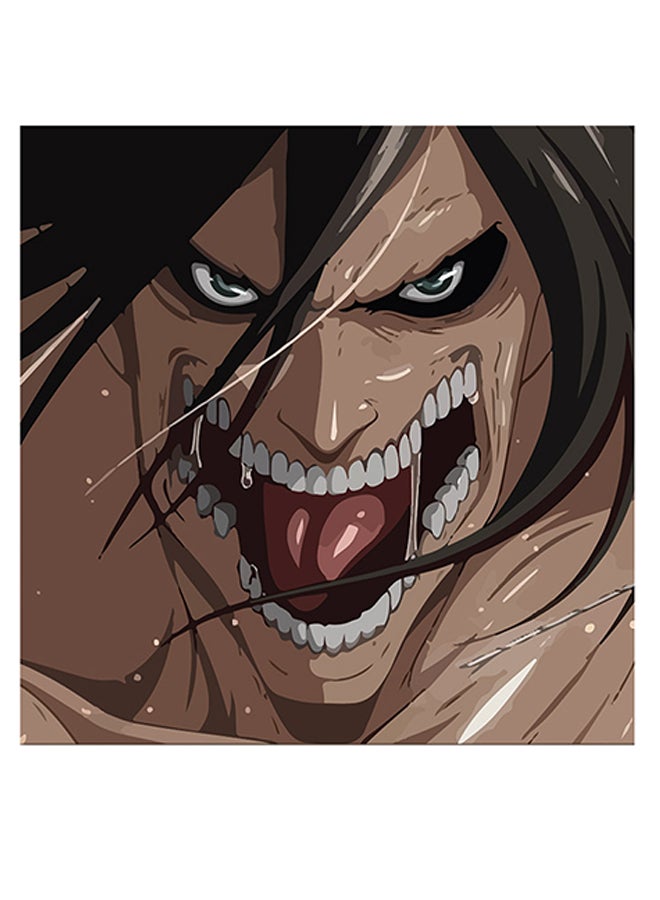 أتيك لوحة فنية لديكور الحائط بطبعة رسوم متحركة بني / أسود / أبيض 30x30سم - Image 1