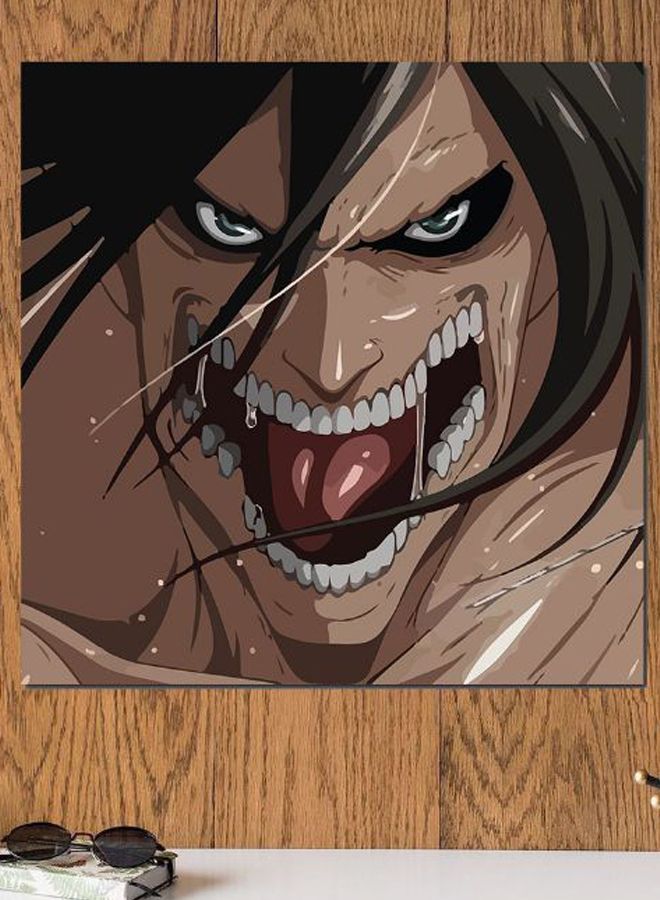 أتيك لوحة فنية لديكور الحائط بطبعة رسوم متحركة بني / أسود / أبيض 30x30سم - Image 2