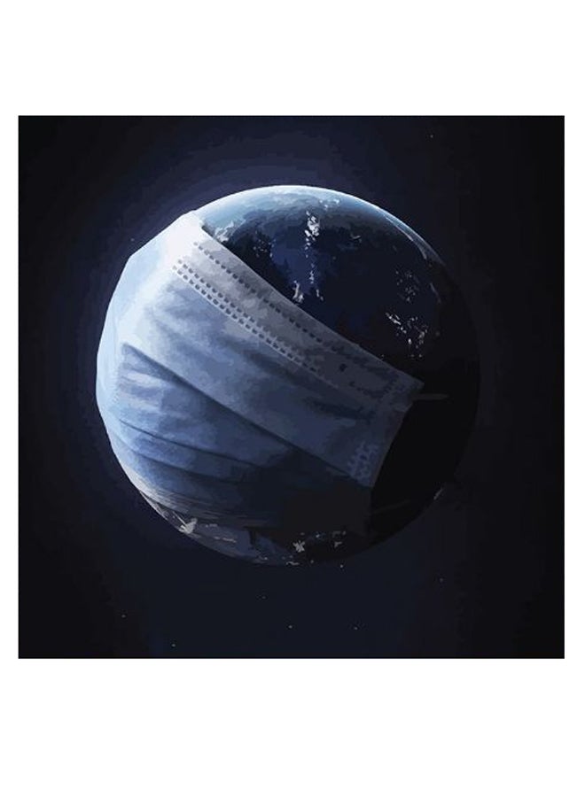 أتيك لوحة فنية للزينة بتصميم كوكب الأرض أسود/أزرق 30x30سم - Image 2