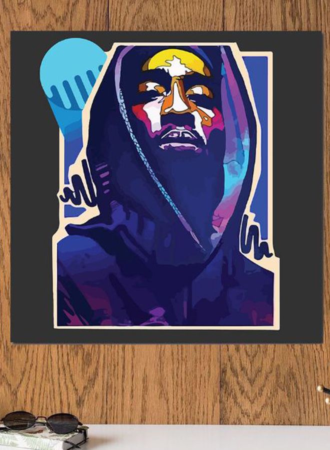 Atiq 2Pac Printed Wall Art Blue/Black/White 30x30cm - Image 2